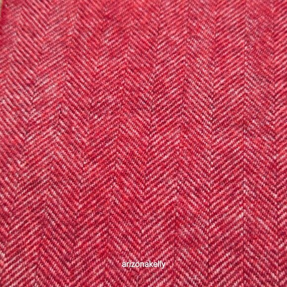 NWOT Wool Herringbone Burgundy Scarf with Big Stripe - Picture 9 of 13